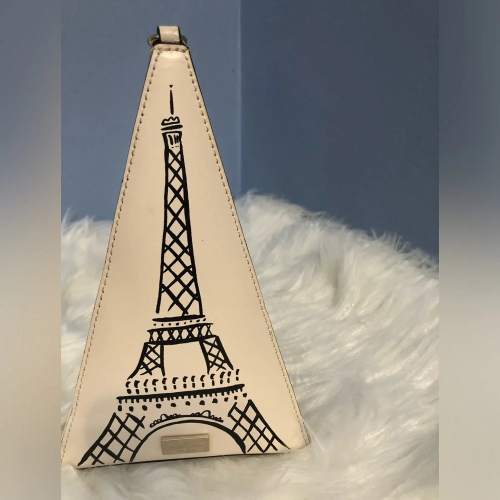Kate Spade Triangle “Eiffel Tower” Wristlet Novelty Bag in Cement color - Picture 3 of 16